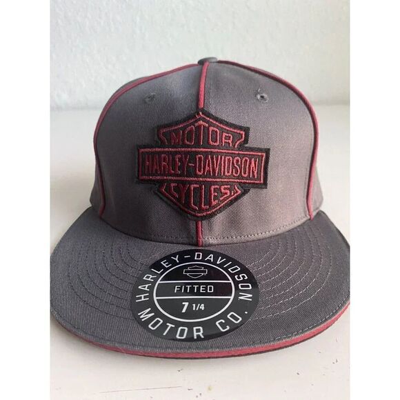 Harley-Davidson Bar & Shield Baseball Fitted Hat Cap Size 7 1/4 Grey Medium NEW - Picture 1 of 10